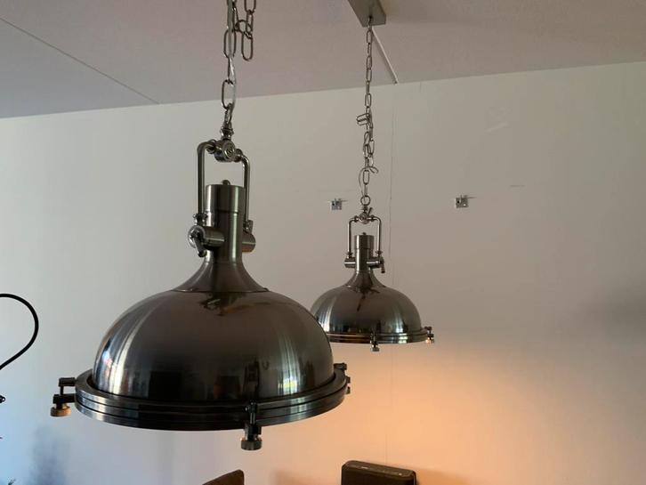 Zwaar verchroomde hanglampen, Huis en Inrichting, Lampen | Hanglampen, Zo goed als nieuw, Minder dan 50 cm, Metaal, Ophalen