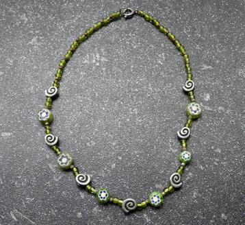 Ketting groen millefiori kralen metaal kraaltjes beschikbaar voor biedingen