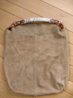 Bijenkorf schoudertas zand beige genuine suède leer, Ophalen of Verzenden, Beige, Leer