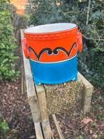 Vintage jaren ‘60 bloempotje blauw /oranje, Tuin en Terras, Bloempotten, Gebruikt, Rond, Ophalen of Verzenden, Aardewerk