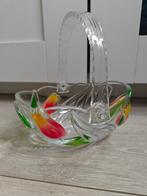 Vintage glazen mand met tulpen decoratie - Walther Glas, Ophalen of Verzenden