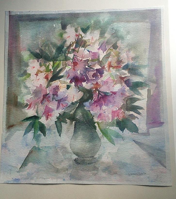 Rodondendrons in vaas '88 - M.E. Willemse Vervloet 1914-2010, Antiek en Kunst, Kunst | Schilderijen | Klassiek, Ophalen of Verzenden