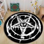Zwart Pentagram Rond Vloerkleed Kleed Mat 666 Satan Duivel, Huis en Inrichting, Nieuw, Rond, Wit, Verzenden