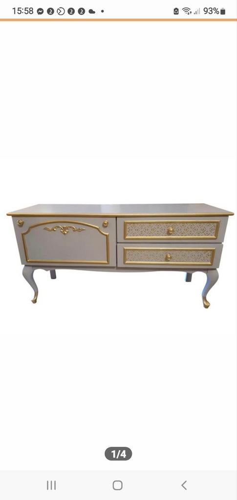 Prachtige gerestylde Queen Ann commode in een elegante taupe, 50 tot 70 cm, Ophalen of Verzenden, 90 tot 105 cm, 100 cm of meer