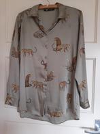 Grijze blouse met jaguars, Zara, Maat 42/44 (L), Ophalen of Verzenden, Zo goed als nieuw