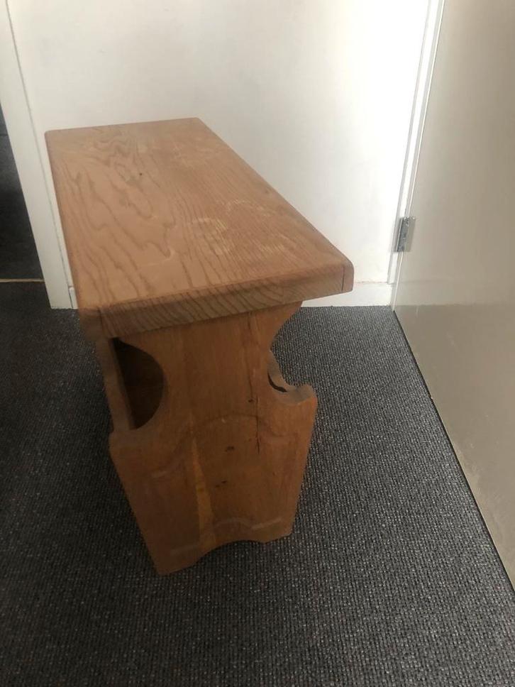 Robuuste lectuurbak van blank eikenhout, Huis en Inrichting, Tafels | Bijzettafels, Gebruikt, Rechthoekig, 45 tot 60 cm, 55 tot 75 cm