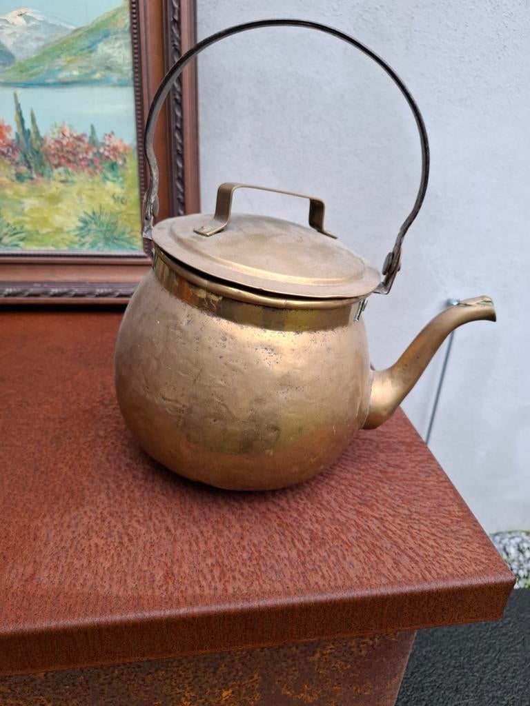 Oude koperen theepot, Antiek en Kunst, Antiek | Koper en Brons, Ophalen of Verzenden, Koper