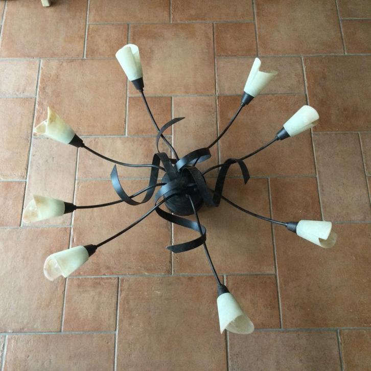 Grote plafondlamp, Huis en Inrichting, Lampen | Plafondlampen, Gebruikt, Glas, Metaal, Ophalen