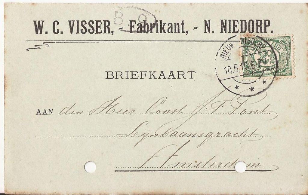 NIEUWE NIEDORP 1910 WC. VISSER Fabrikant, Verzenden, Voor 1920, Gelopen, Noord-Holland