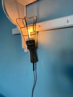 Industriële brocante looplamp wandlamp metalen kooi, Ophalen of Verzenden