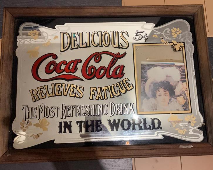 Vintage Coca-Cola Spiegelreclame, Antiek en Kunst, Antiek | Wandborden en Tegels, Ophalen of Verzenden