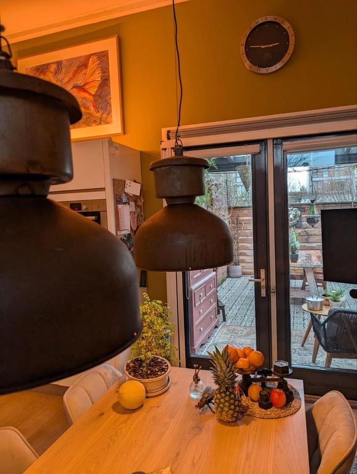 Industriële Lampen Set met Rozet, Huis en Inrichting, Lampen | Hanglampen, Gebruikt, Minder dan 50 cm, Metaal, Ophalen of Verzenden