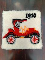 Vintage klink haak tapijt auto 1910, Vierkant, Ophalen of Verzenden, Zo goed als nieuw, Retro