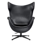 Flegg Chair - Zwart Leer - Design Klassieker, Ophalen of Verzenden, Zo goed als nieuw, Leer, 75 tot 100 cm