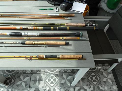 6 stuks vintage oude antieke hengels en diverse molens, Watersport en Boten, Hengelsport | Algemeen, Gebruikt, Werphengel, Ophalen