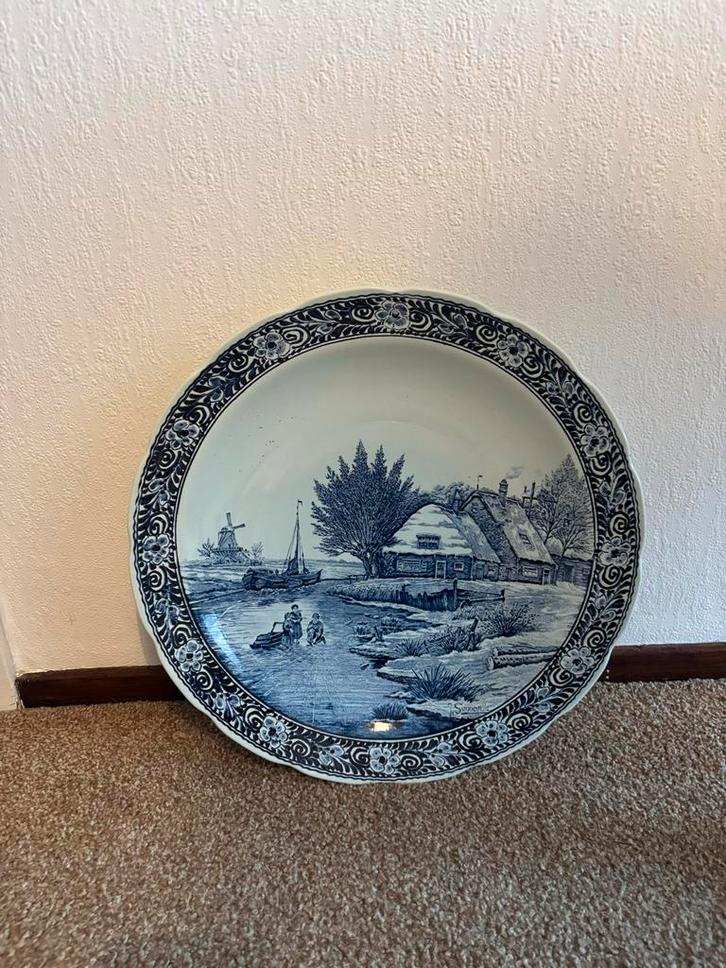 Delfts Blauw Bord Boch Belgium, Antiek en Kunst, Antiek | Wandborden en Tegels, Ophalen of Verzenden