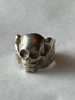Zilveren Ring Skull, Verzenden, Zo goed als nieuw, 17 tot 18, Dame