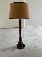 Tafellamp bruin, houten poot en velvet kap, hoogte 58 cm, Ophalen, Zo goed als nieuw, 50 tot 75 cm