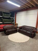 Bruine chesterfield bankstel set 3+2 zits bank vintage, Ophalen of Verzenden