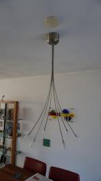 RVS Hanglamp, Huis en Inrichting, Lampen | Hanglampen, Ophalen, Zo goed als nieuw, Glas, 75 cm of meer