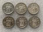Zes stuks 1/10 gulden 1941, 1942 en 1945 Nederlands Indië., Zilver, 10 cent, Koningin Wilhelmina, Verzenden