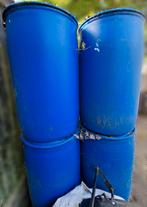 Blauwe vaten, regentonnen. 4 stuks., Tuin en Terras, Regentonnen, 150 liter of meer, Ophalen, Zo goed als nieuw, Kunststof