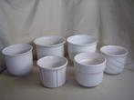 6 witte aardewerken bloempotten Germany jaren 80-90, Tuin en Terras, Gebruikt, Rond, Binnen, Ophalen of Verzenden