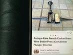 Antieke wine bottle press cork driver plunger inserter, Ophalen of Verzenden, Gebruikt