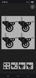Zwenkwielen / wieltjes met rem / 4x 50mm, Doe-het-zelf en Verbouw, Zwenkwielen, Ophalen of Verzenden, Nieuw