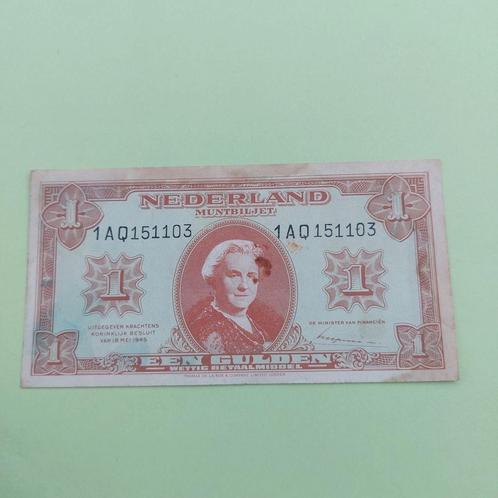 1 gulden muntbiljet uit 1945. ZFR, Postzegels en Munten, Bankbiljetten | Nederland, Los biljet, 10 gulden, Ophalen of Verzenden