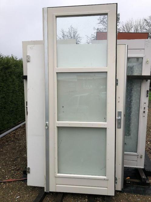 hardhouten| dubbelen | deuren| dubbel glas| 254 X 189,5|, Doe-het-zelf en Verbouw, Deuren en Horren, Gebruikt, Buitendeur, 215 cm of meer