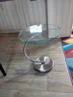 Glas en metalen bijzettafel 2 stuks samen 80 euro., Minder dan 55 cm, Rond, Ophalen, 45 tot 60 cm