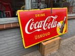 Groot oud Coca Cola emaille reclamebord, Verzamelen, Ophalen, Reclamebord, Gebruikt, .