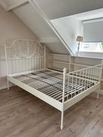 Ikea leirvik bedframe met lattebodem, Ophalen, Gebruikt, Wit, Tweepersoons