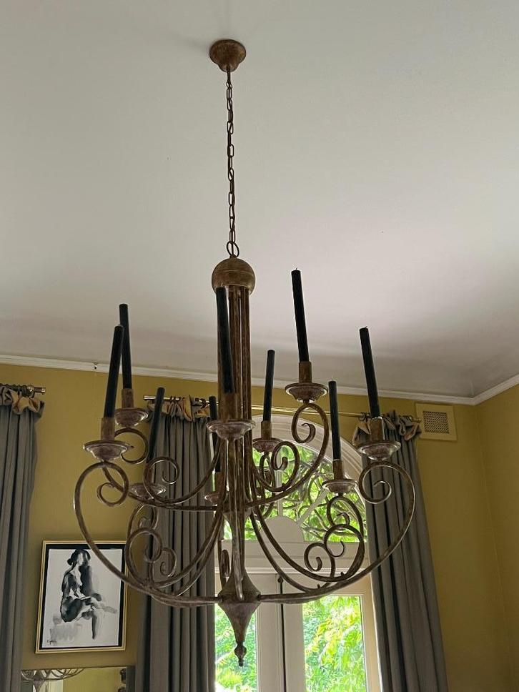 Chandelier, groot, metaal, hanglamp, Huis en Inrichting, Lampen | Hanglampen, Zo goed als nieuw, 75 cm of meer, Metaal, Ophalen