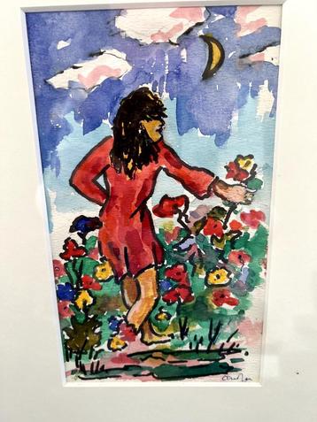 Arie Zuidersma (1925-2014), vrouw die bloemen plukt beschikbaar voor biedingen