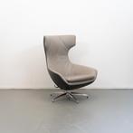 1 Leolux Caruzzo PLUS Fauteuil + Voetenbank Grijs/Lever Leer, Huis en Inrichting, Niet ingevuld, Niet ingevuld, 75 tot 100 cm