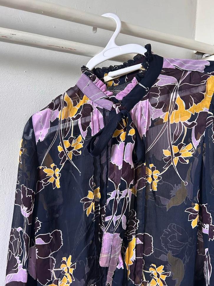 Steps blouse mt 36 - Donkerblauw/lila, transparant, Kleding | Dames, Blouses en Tunieken, Gedragen, Maat 36 (S), Overige kleuren