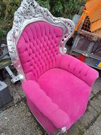 Antieke stoel met roze bekleding, Antiek en Kunst, Ophalen of Verzenden