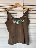 Sinequanone bruin topje met steentjes - Maat S, Kleding | Dames, Bruin, Ophalen of Verzenden, Zo goed als nieuw, Maat 36 (S)
