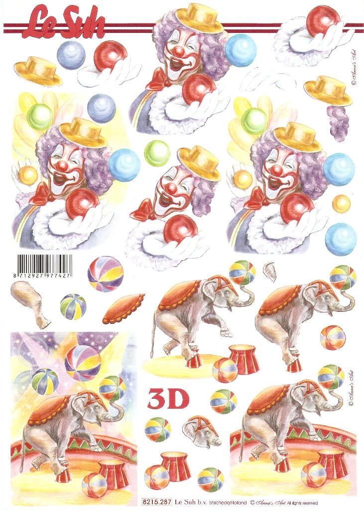 B12a knipvel le suh 8215.287 clown olifant, Ophalen of Verzenden, Nieuw, Kind, Knipvel