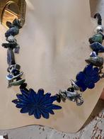 lapis lazuli vintage halfedelstenen ketting collier bohemian, Verstelbaar, Blauw, Ophalen of Verzenden, Zo goed als nieuw