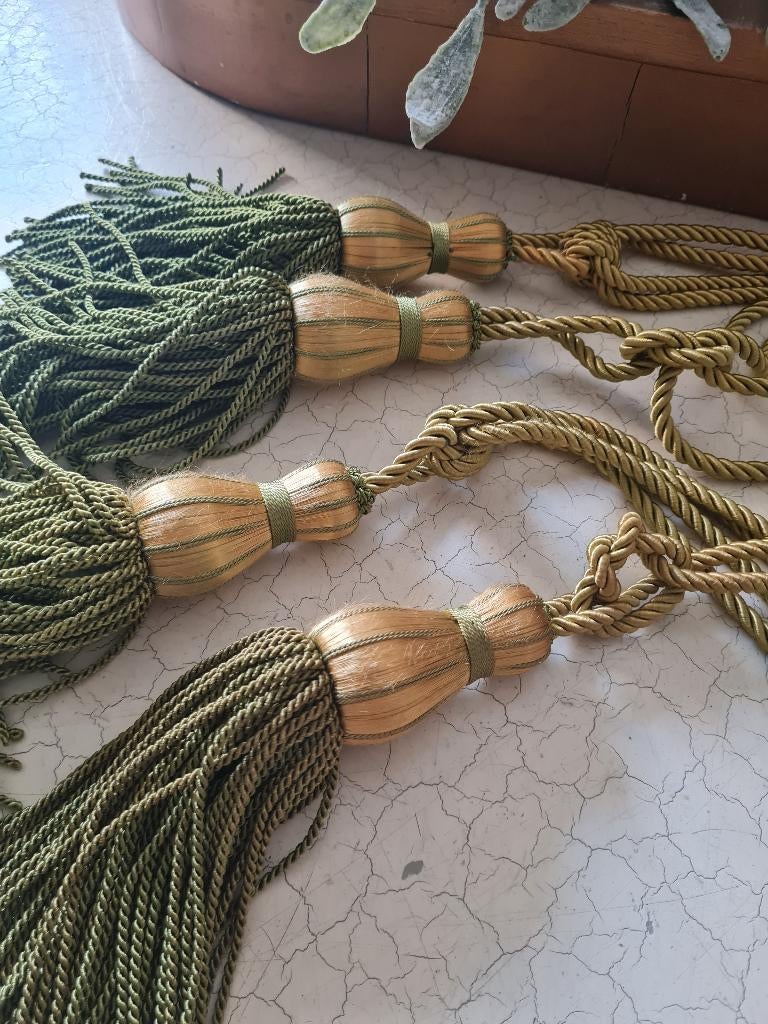 Vintage groene embrasses p/st 4.95, Huis en Inrichting, Heikant 21 Kaatsheuvel, Belle Vieille Brocante, Zo goed als nieuw, Jolandamonsieurs@gmail.com
