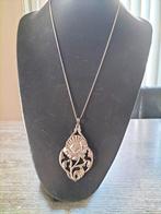 Antieke zilveren grote bloem hanger., Verzenden, Zilver, Hanger