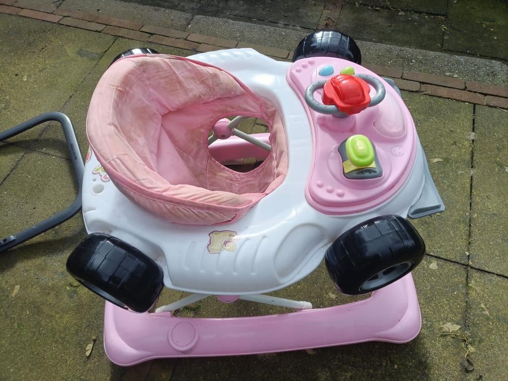 Roze loopwagen raceauto voor baby's, Ophalen of Verzenden, Gebruikt