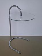vintage Ikea design RY bijzettafeltje chroom buisframe glas, 50 tot 100 cm, Rond, Ophalen of Verzenden, Glas