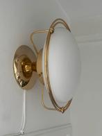 Antieke goudkleurige wand-/plafondlamp met melkglas, Ophalen