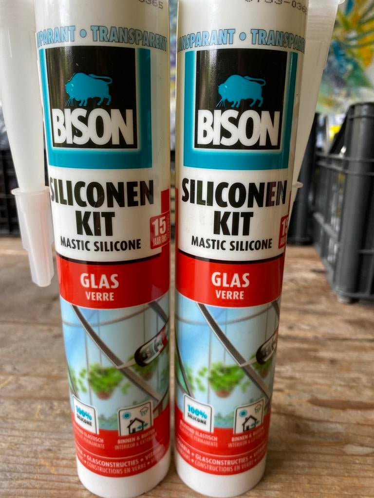 Bison Siliconenkit Transparant Glas - 2 stuks, Doe-het-zelf en Verbouw, Plinten en Afwerking, Nieuw, Overige materialen, Ophalen of Verzenden