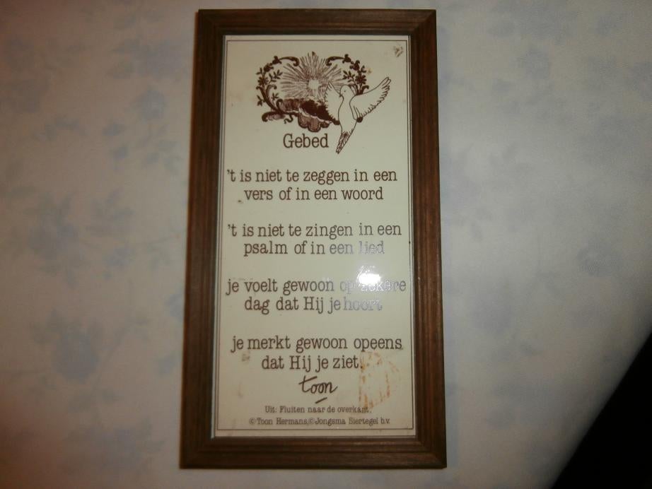 Tegel in lijstje, Gebed Toon, Huis en Inrichting, Ophalen of Verzenden, Zo goed als nieuw