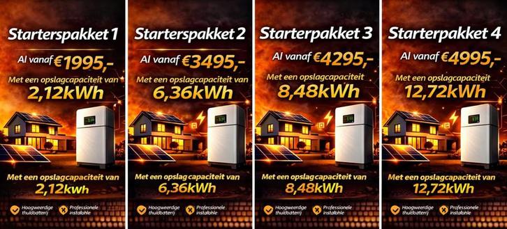 Thuisbatterij inclusief montage vanaf €1995,-, Doe-het-zelf en Verbouw, Zonnepanelen en Toebehoren, Nieuw, Collector, Ophalen